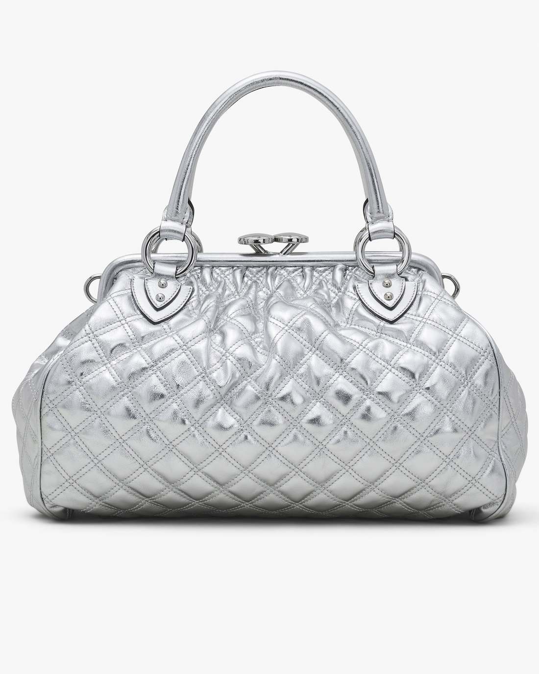 Re-Edition Quilted Metallic Leather Stam Bag Silver