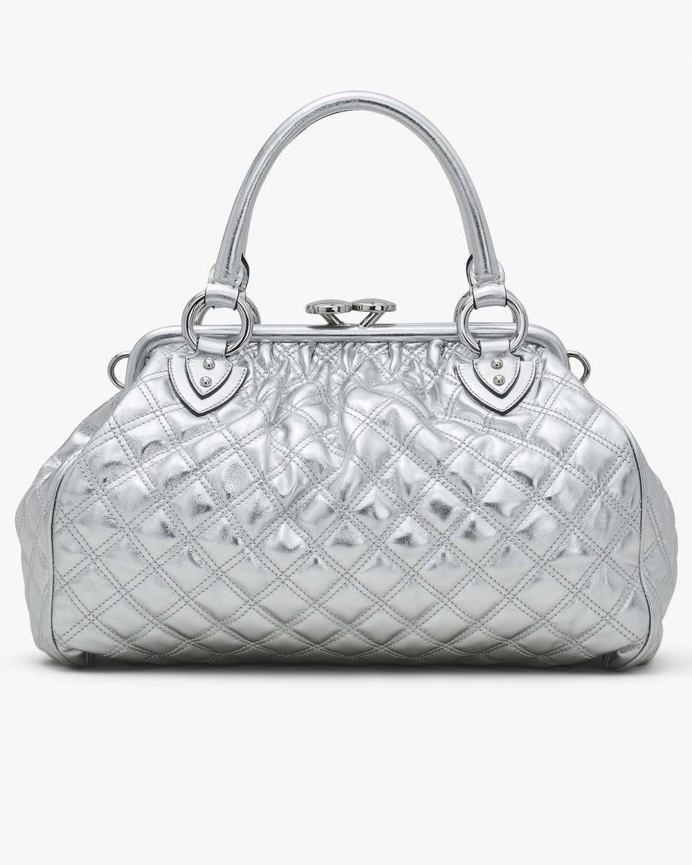 Re-Edition Quilted Metallic Leather Stam Bag Silver