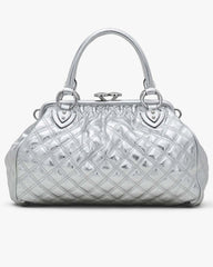 Re-Edition Quilted Metallic Leather Stam Bag Silver