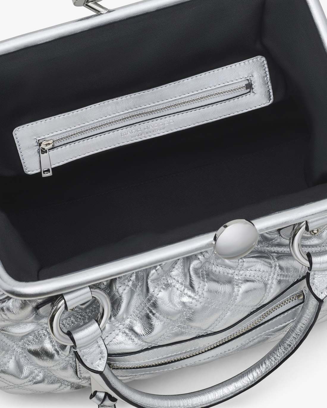 Re-Edition Quilted Metallic Leather Stam Bag Silver