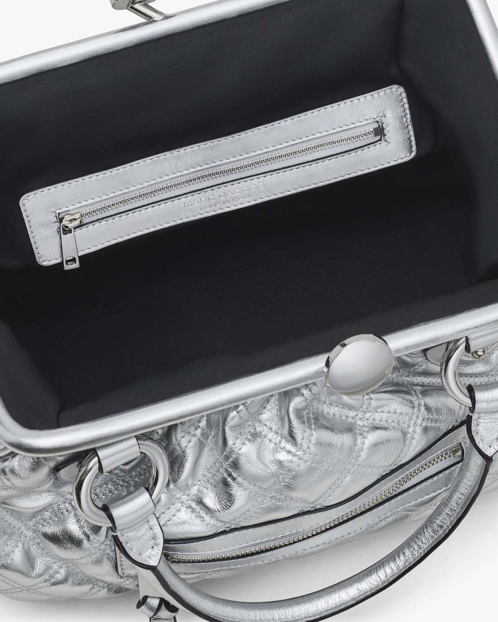 Re-Edition Quilted Metallic Leather Stam Bag Silver