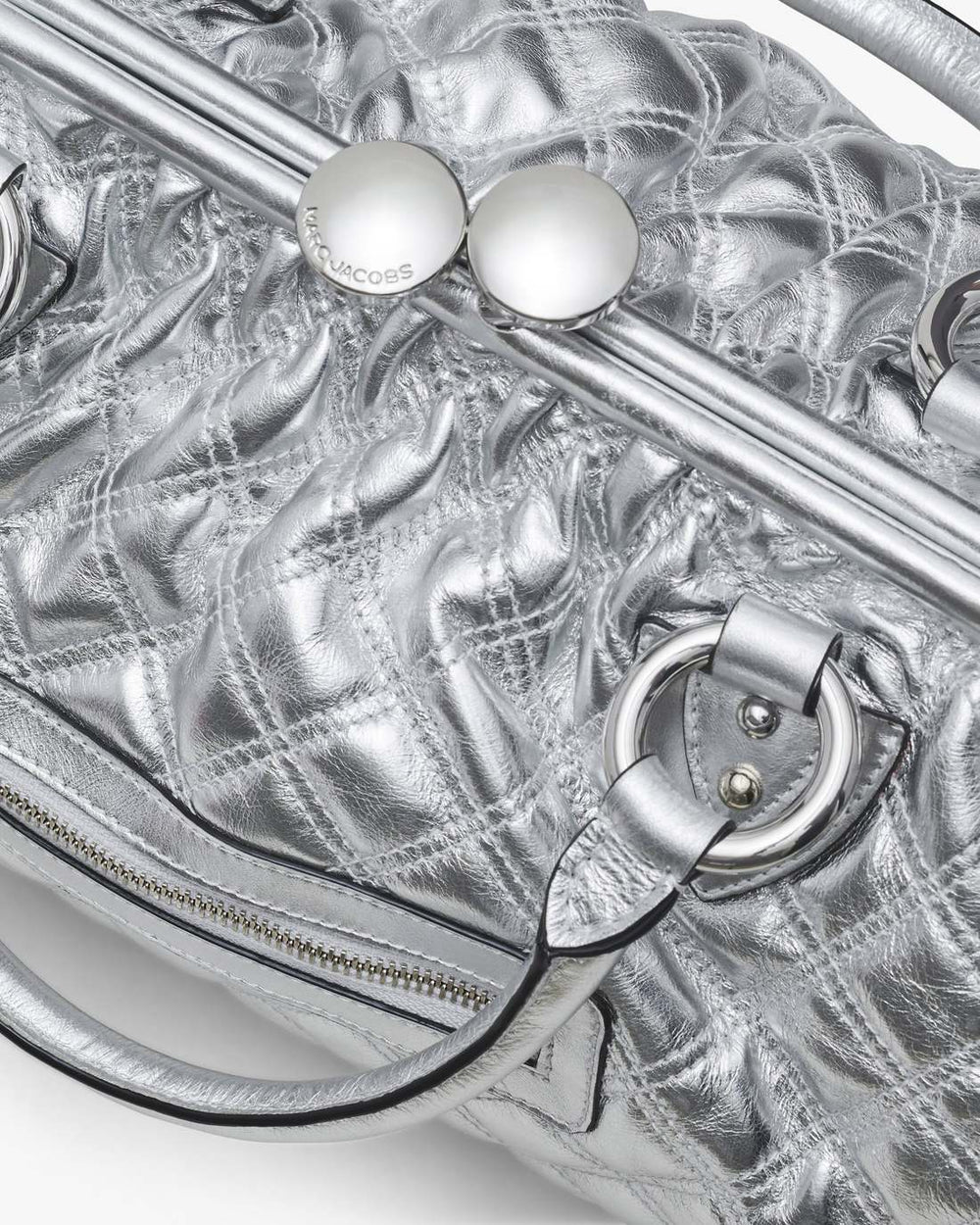 Re-Edition Quilted Metallic Leather Stam Bag Silver