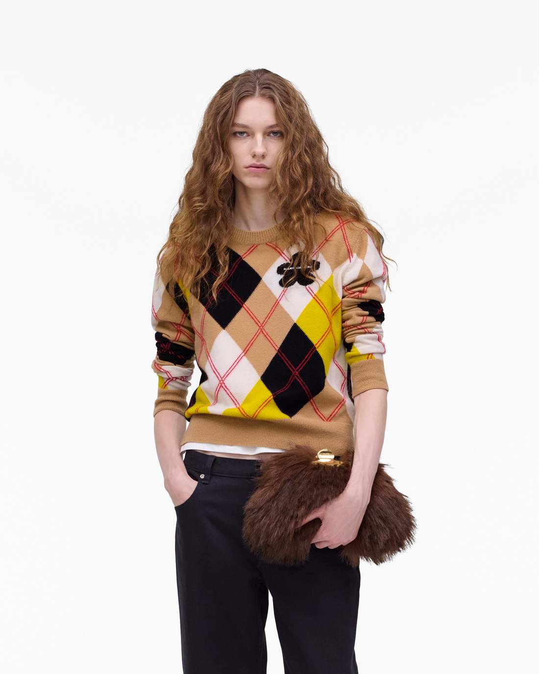 The Faux Fur Glam Small Clutch Dark Brown