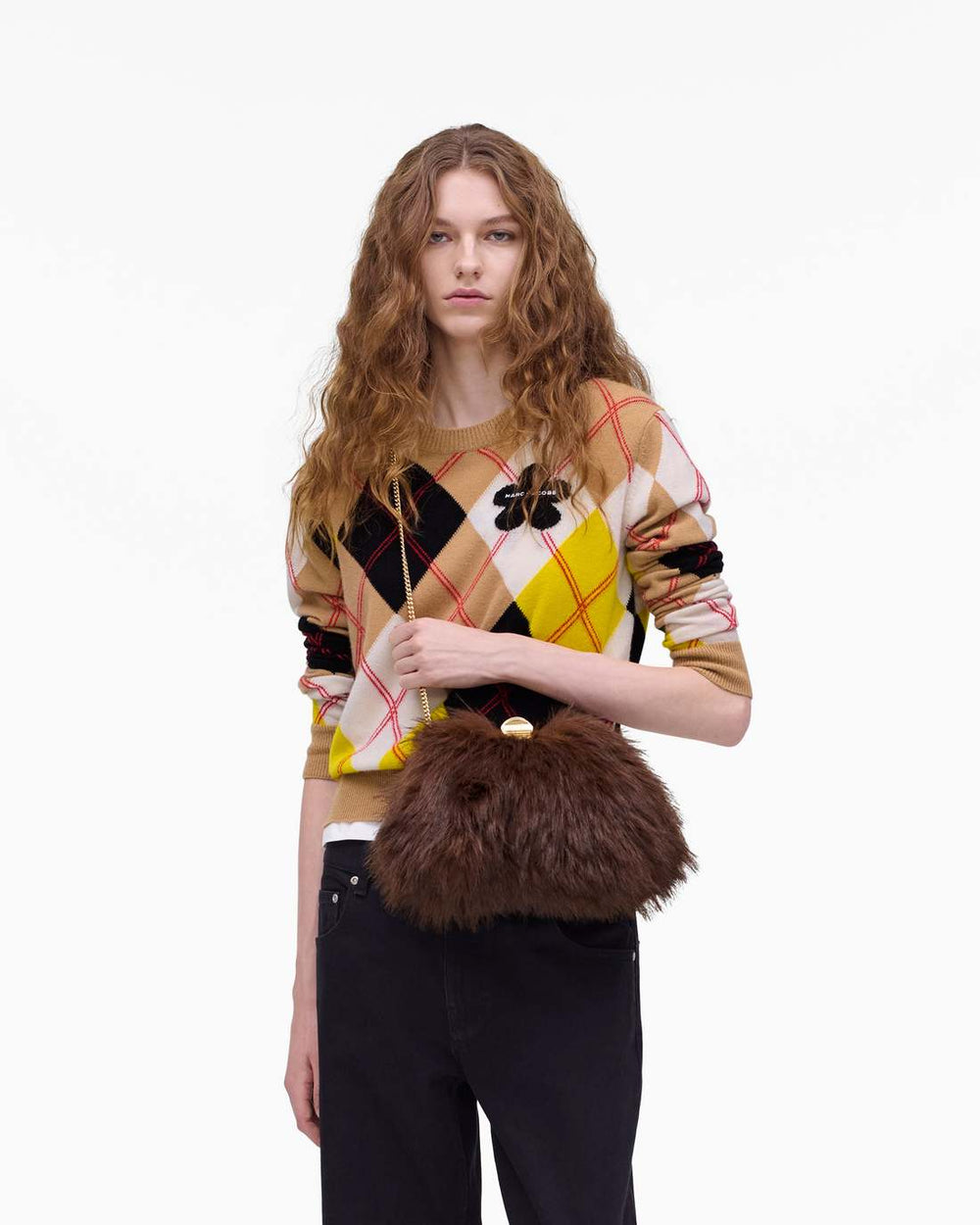 The Faux Fur Glam Small Clutch Dark Brown