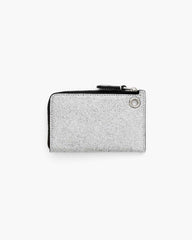 The Coated Glitter Everyday Top Zip Charm Wallet Silver