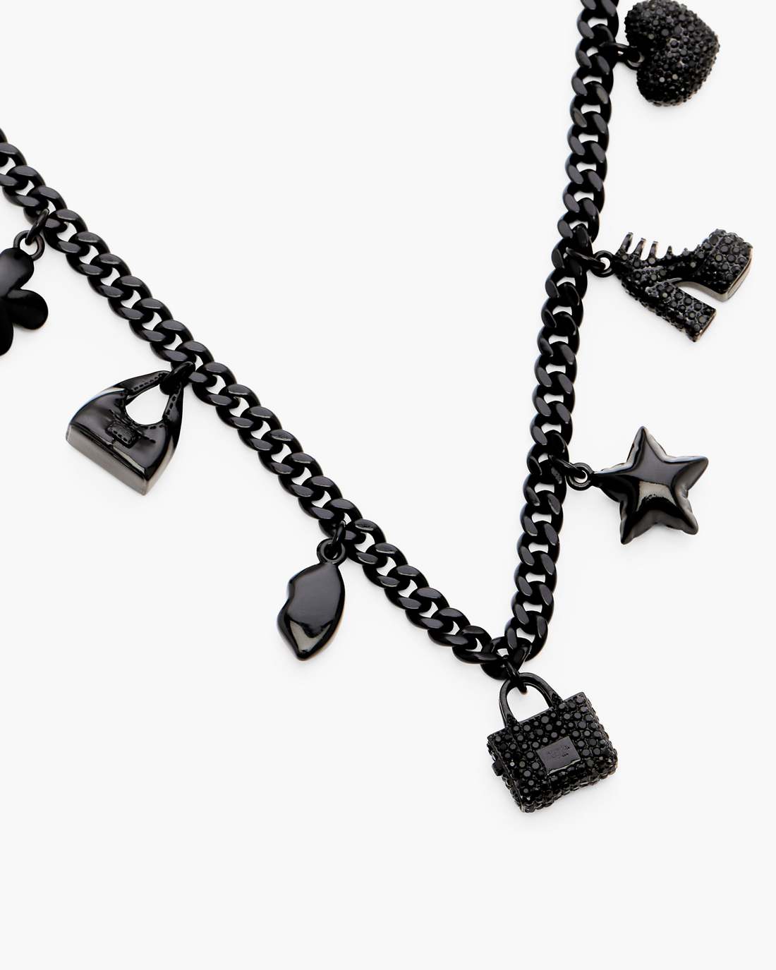 Mini Icon Pave Charm Necklace Black/Black Crystal