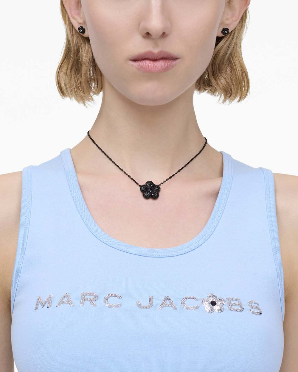 The Daisy Pave Necklace Black/Black Crystal