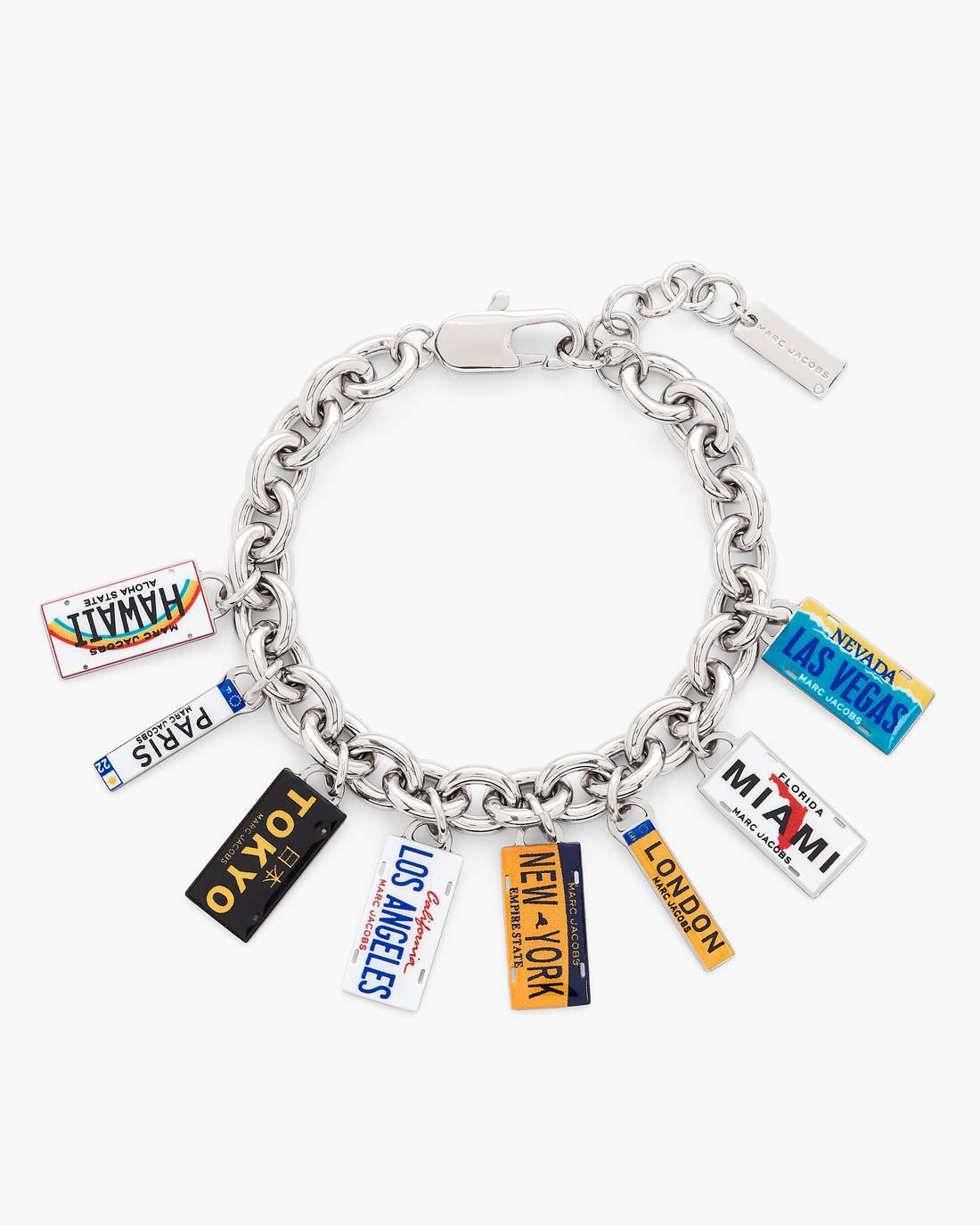 The Cities License Plate Charm Bracelet Silver/Multi