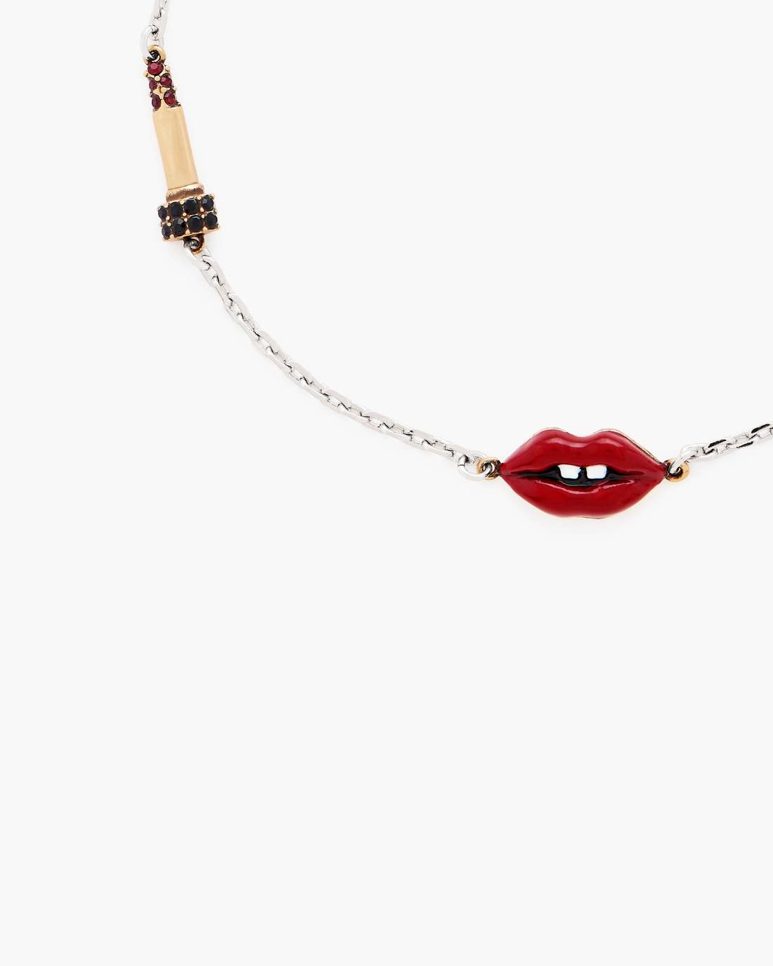 The Lips Slider Bracelet Silver/Red