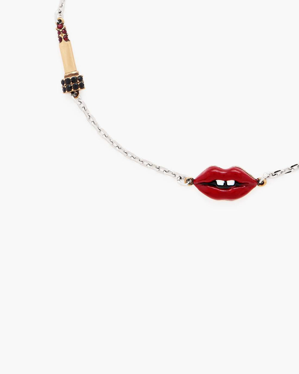 The Lips Slider Bracelet Silver/Red