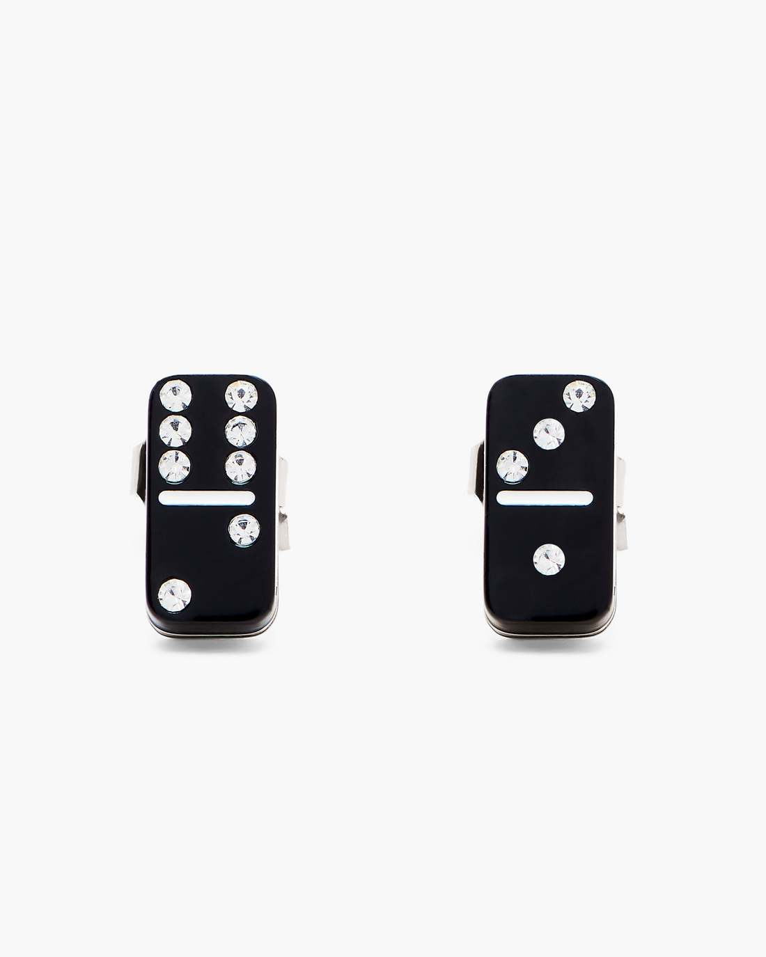 The Domino Stud Earrings Silver/Black
