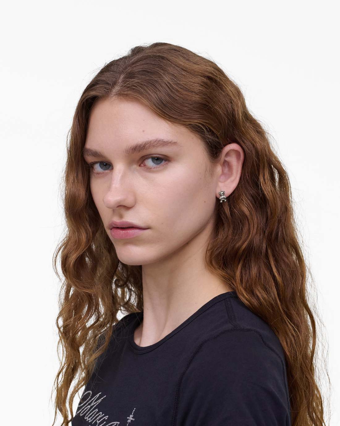 The Teddy Bear Stud Earrings Light Antique Silver