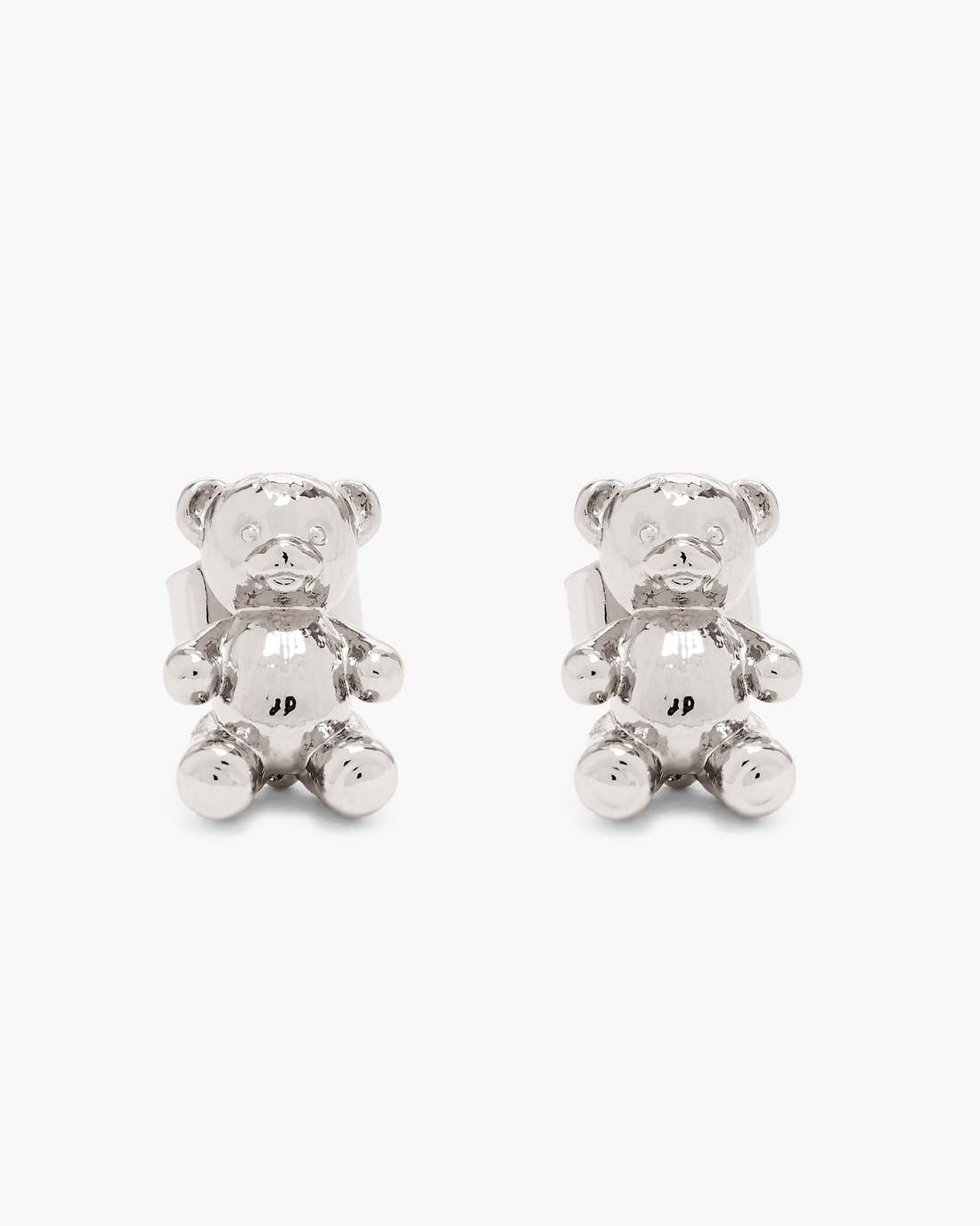 The Teddy Bear Stud Earrings Light Antique Silver