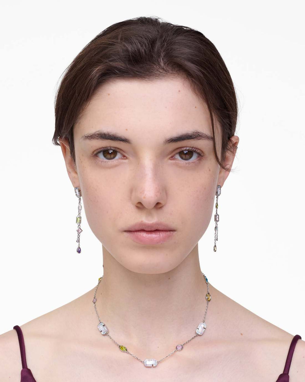 The J Marc Luxe Gem Linear Earrings Silver/Multi