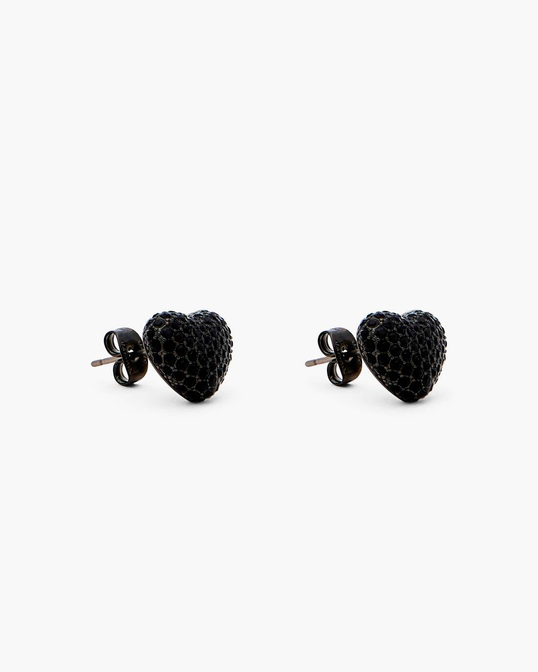 The Heart Balloon Pave Earrings Black/Black Crystal