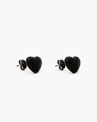 The Heart Balloon Pave Earrings Black/Black Crystal