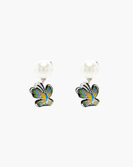 Hattie Stewart X Marc Jacobs Butterfly Pearl Earrings Silver/Multi