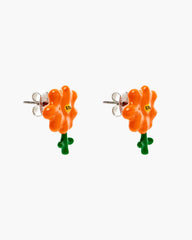 David Shrigley X Marc Jacobs Joy Flower Stud Earrings Silver/Orange