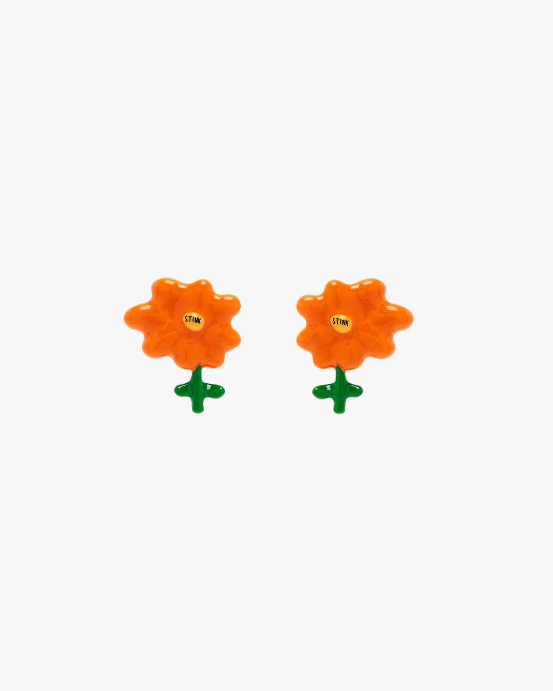 David Shrigley X Marc Jacobs Joy Flower Stud Earrings Silver/Orange