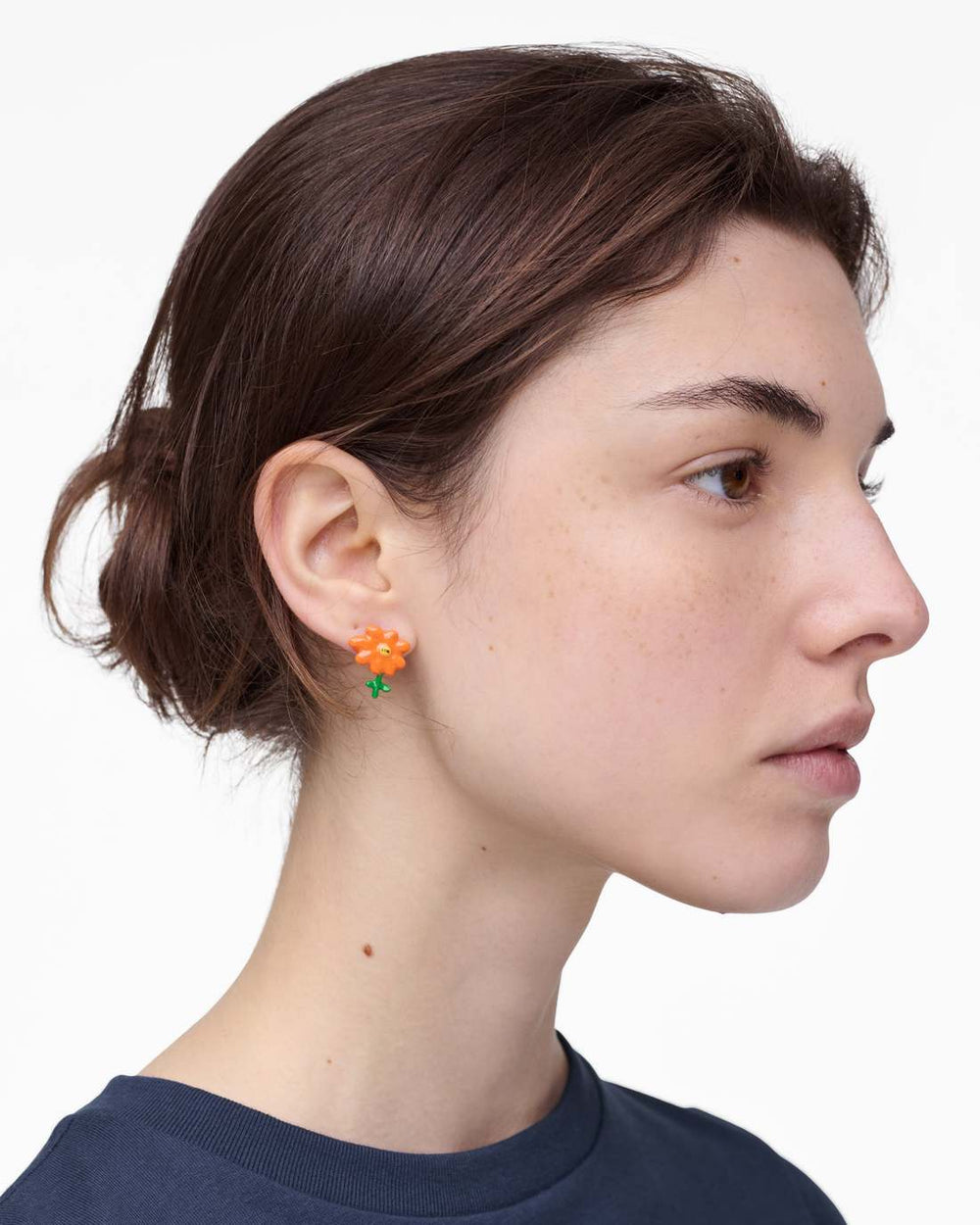 David Shrigley X Marc Jacobs Joy Flower Stud Earrings Silver/Orange
