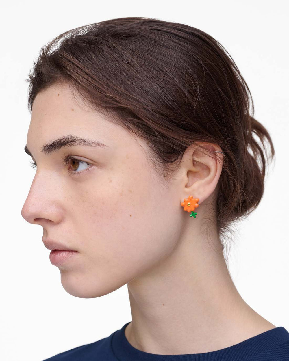 David Shrigley X Marc Jacobs Joy Flower Stud Earrings Silver/Orange