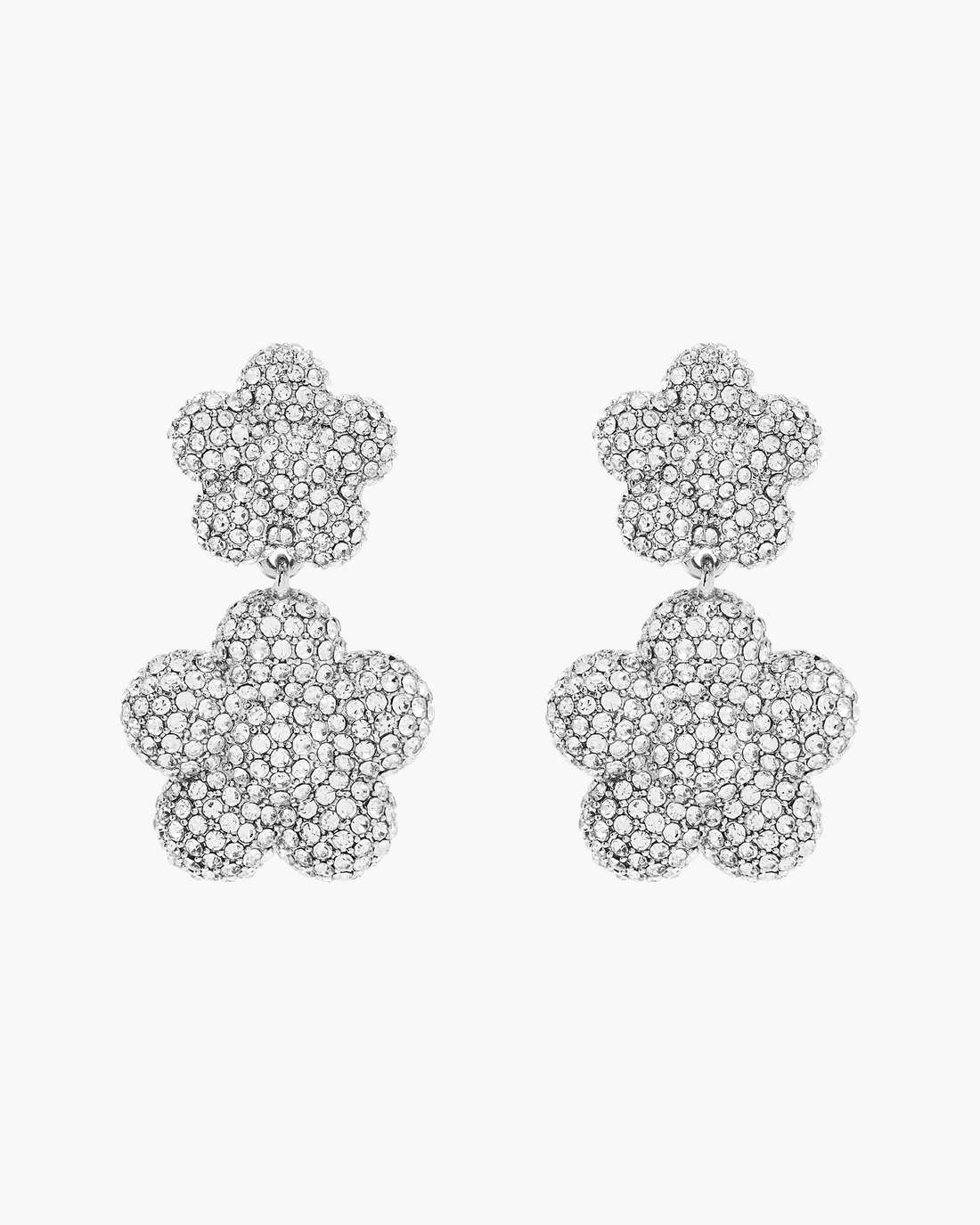 The Daisy Balloon Drop Earrings Silver/Crystal
