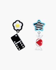 The Sticker Charm Earrings Silver Multi