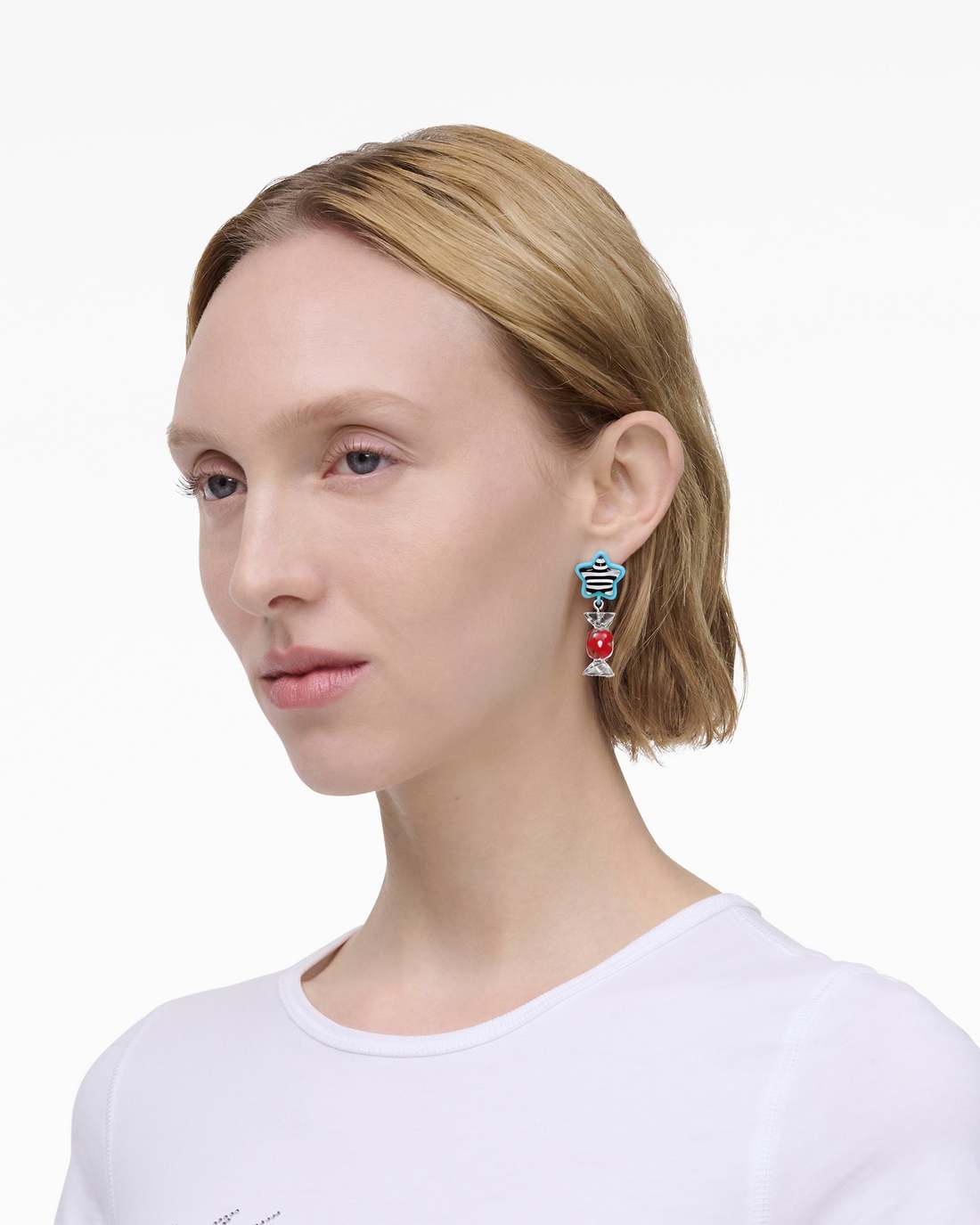 The Sticker Charm Earrings Silver Multi