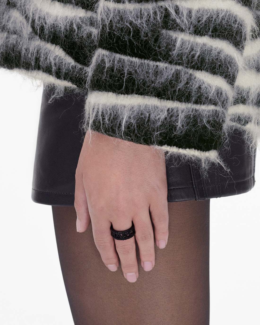 The Monogram Pave Ring Black/Black Crystal