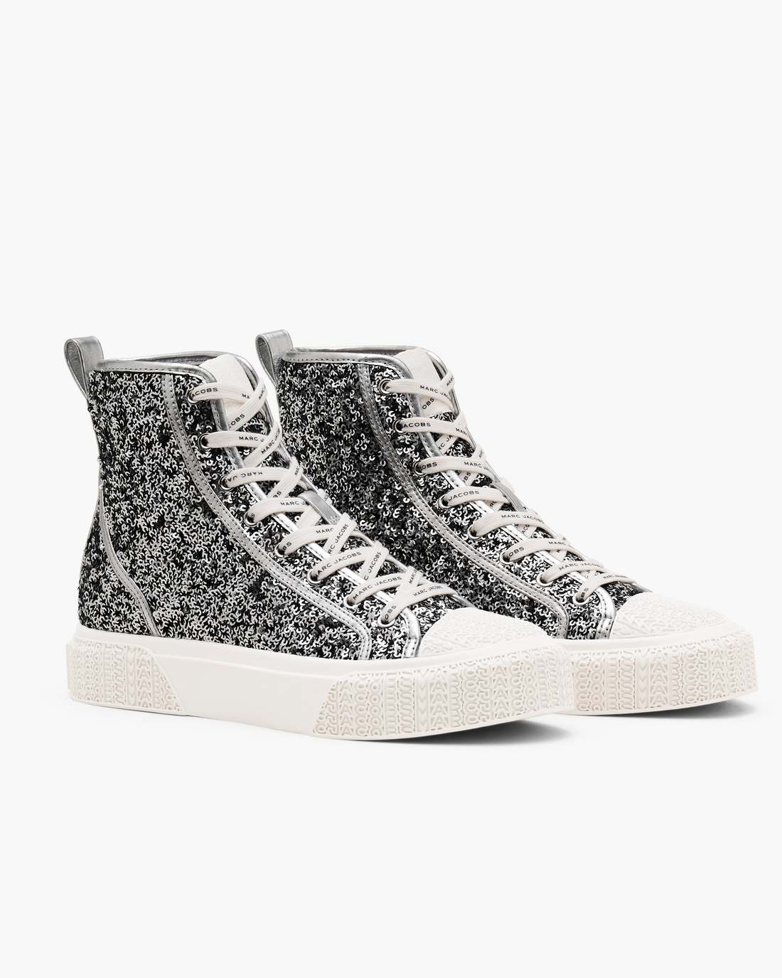 The Sequin High Top Sneaker Silver