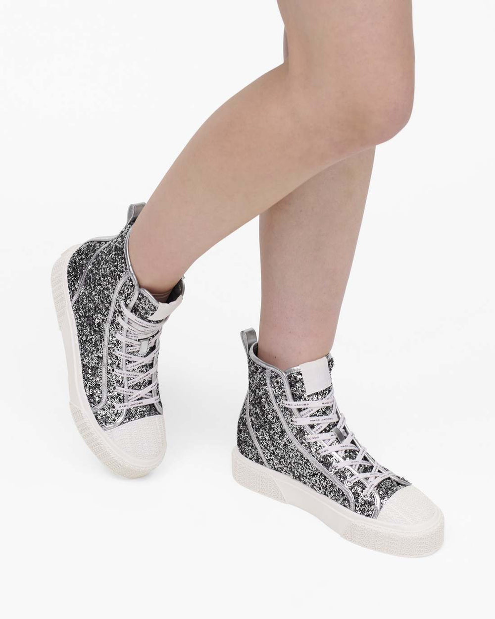 The Sequin High Top Sneaker Silver