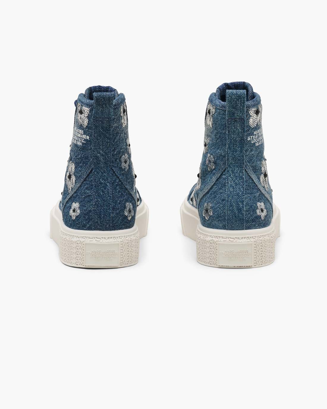 The Sequin Daisy Denim High Top Sneaker Vintage Indigo