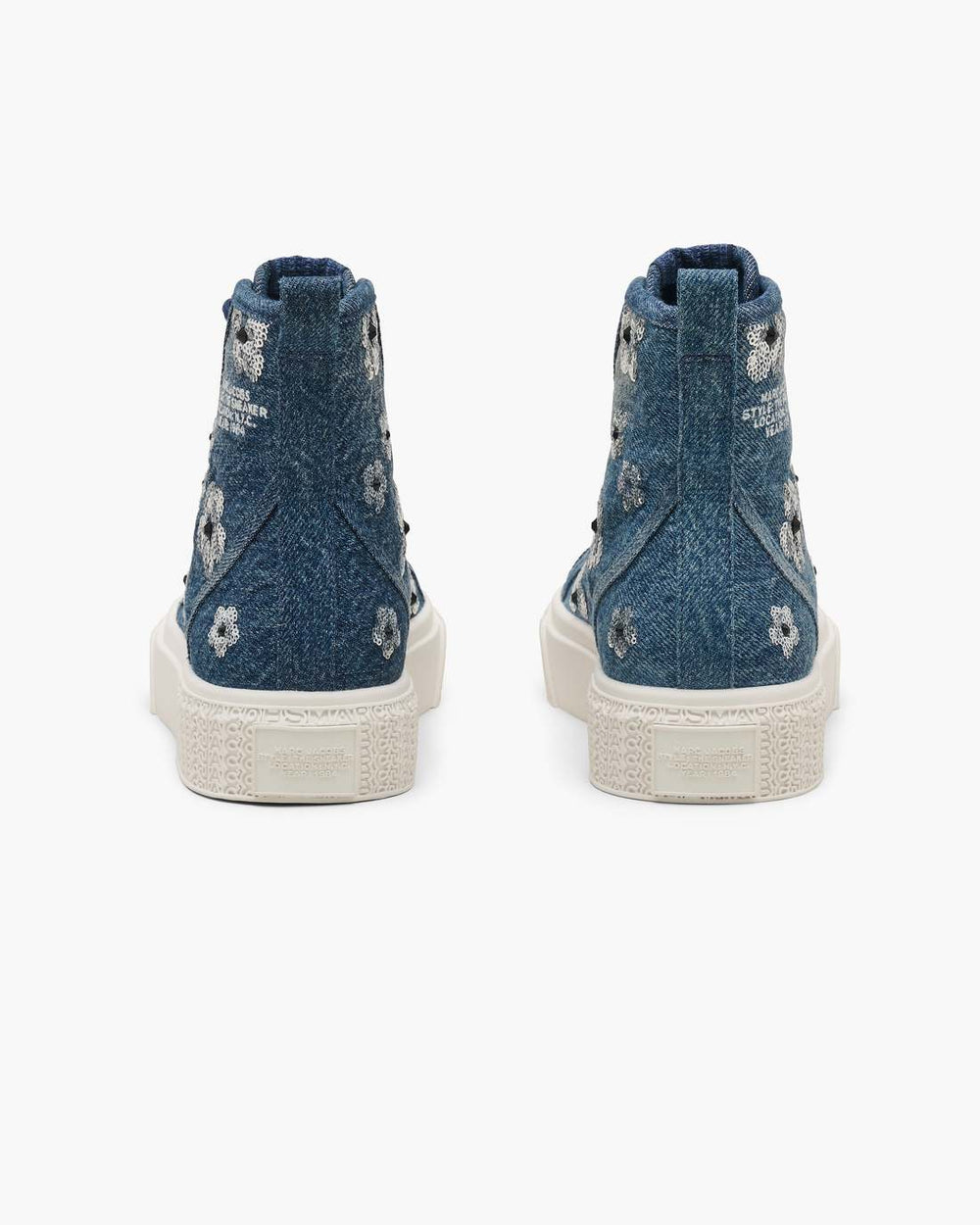 The Sequin Daisy Denim High Top Sneaker Vintage Indigo