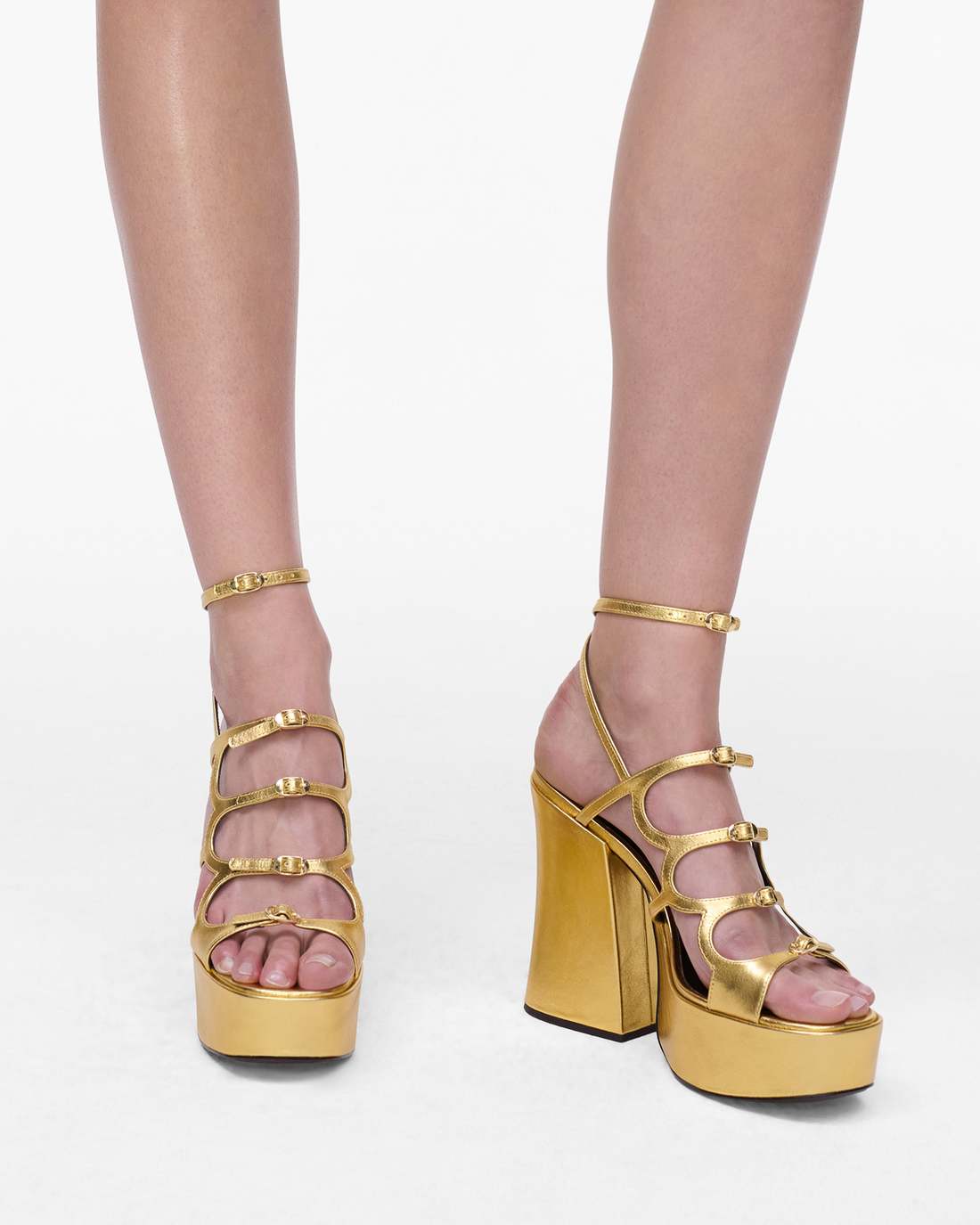 The Metallic Leather Kiki Platform Sandal Gold