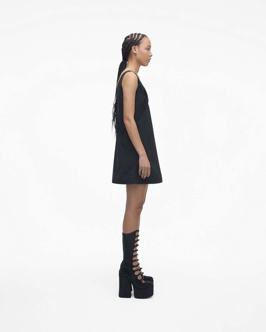 The Rhinestone Kiki Knee-High Boot Black/Black