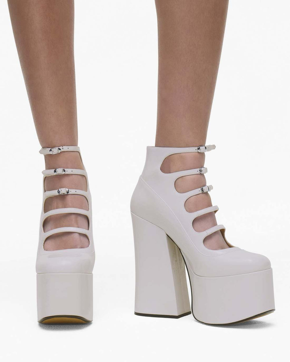 The Patent Leather Kiki Ankle Boot White