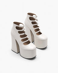 The Patent Leather Kiki Ankle Boot White