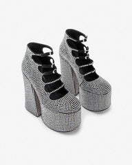 The Rhinestone Kiki Ankle Boot Black/Crystal