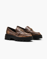 The Distressed Leather Frankie Loafer Ebony