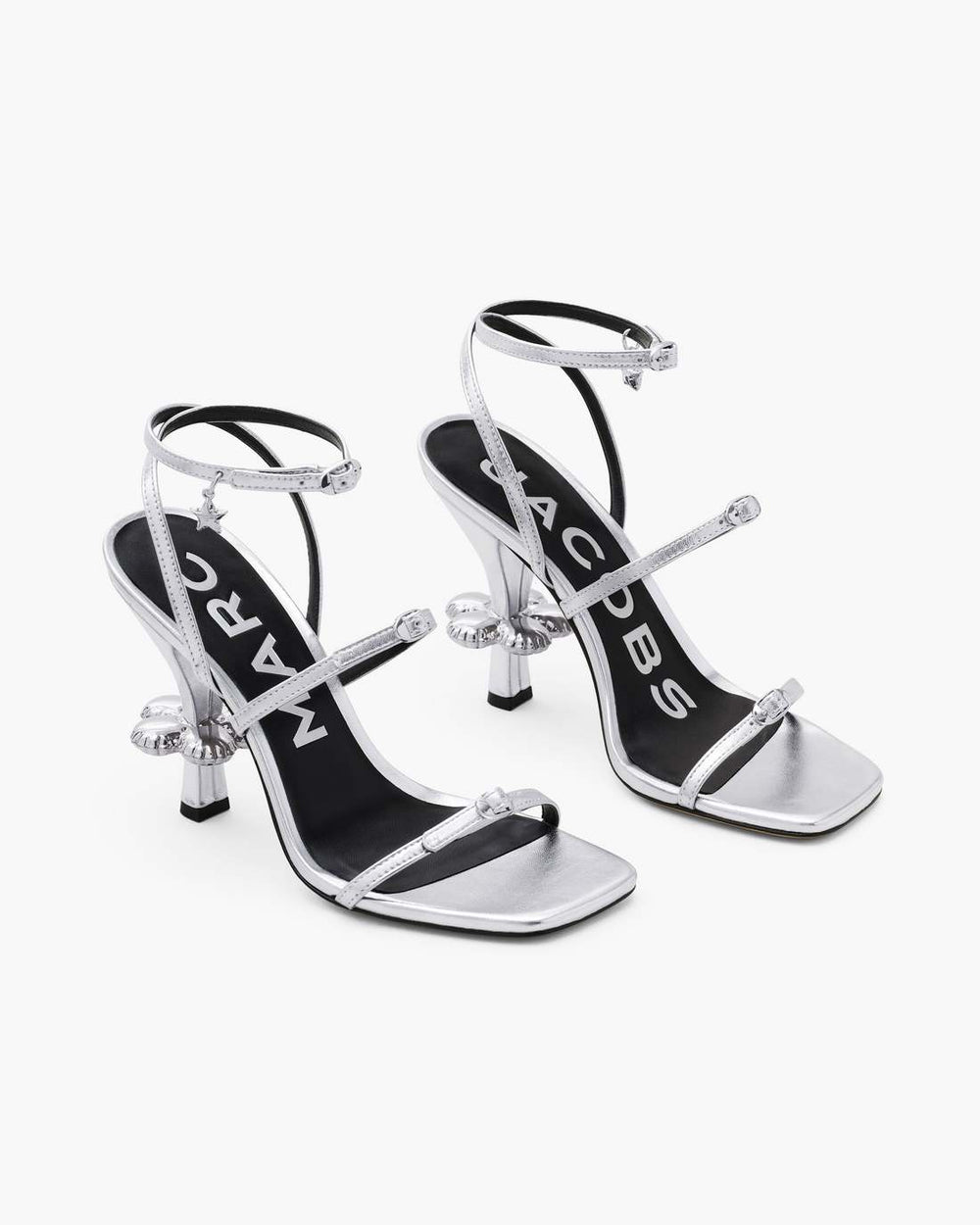 The Metallic Leather Daisy Heel Silver