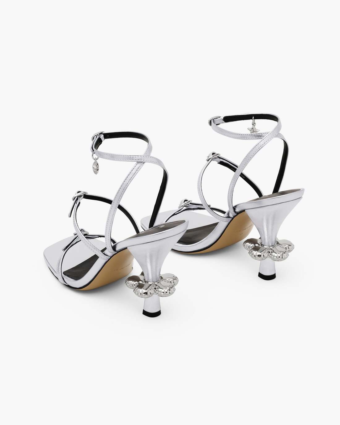 The Metallic Leather Daisy Heel Silver