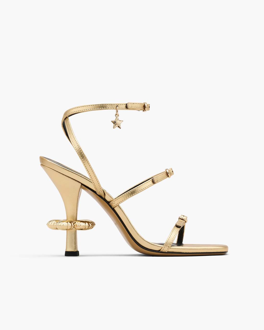 The Metallic Leather Daisy Heel Gold