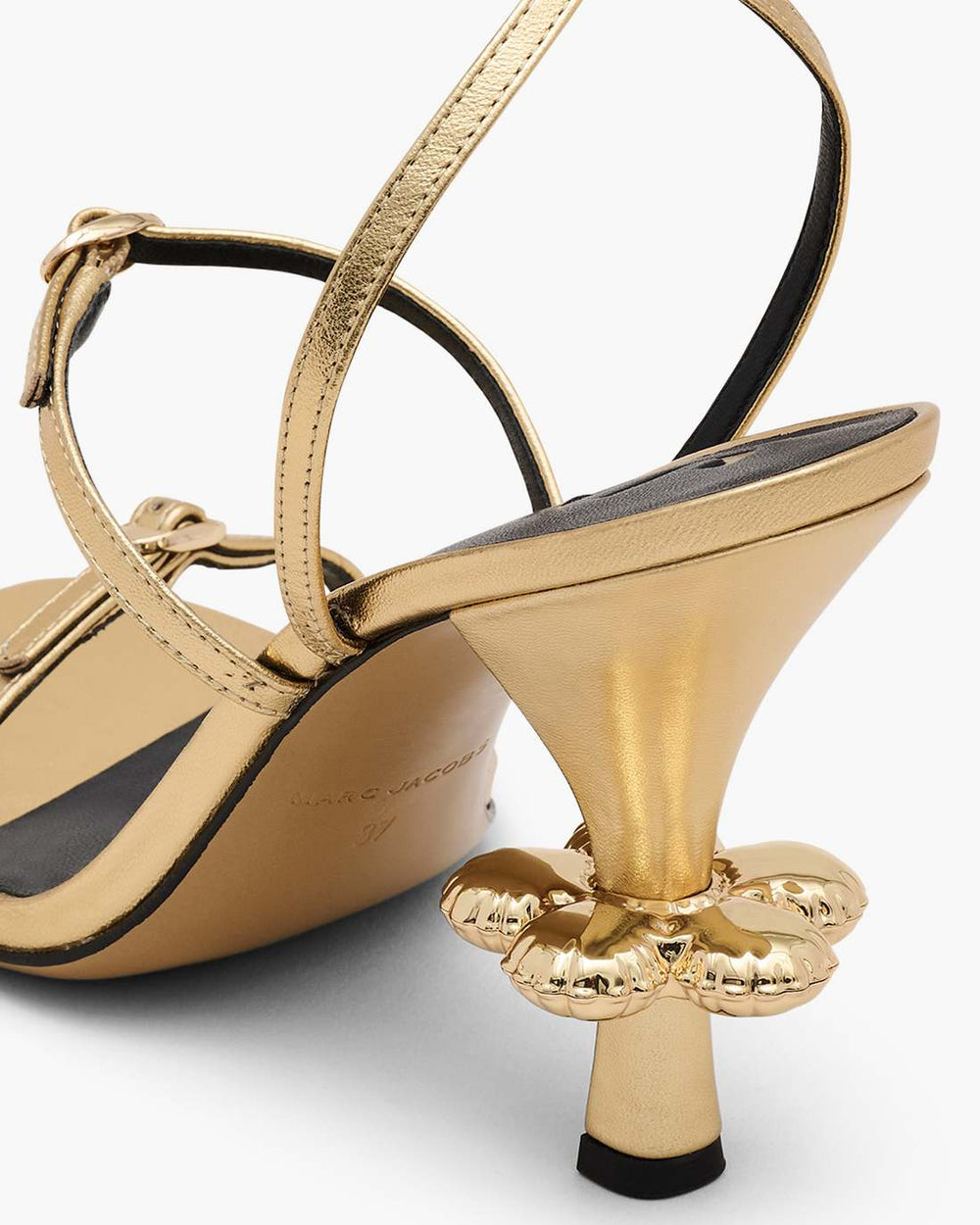 The Metallic Leather Daisy Heel Gold