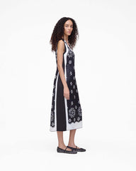 Trompe L'Oeil Eyelet Dress Black/White