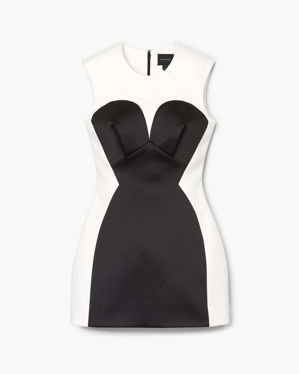 Seamed Up Satin Dress Black/White