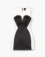 Seamed Up Satin Dress Black/White