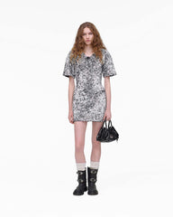 Sequin V-Neck Knit Dress Silver