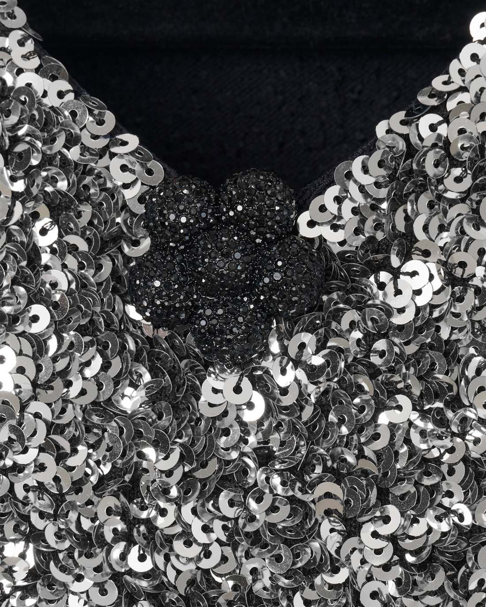 Sequin V-Neck Knit Dress Silver