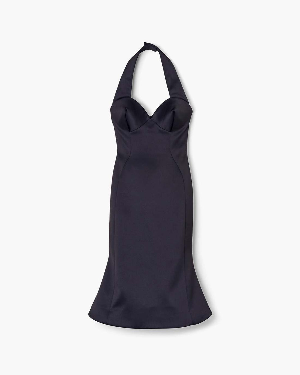 Sculpted Satin Halter Dress Black