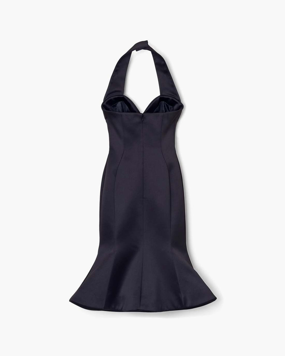 Sculpted Satin Halter Dress Black
